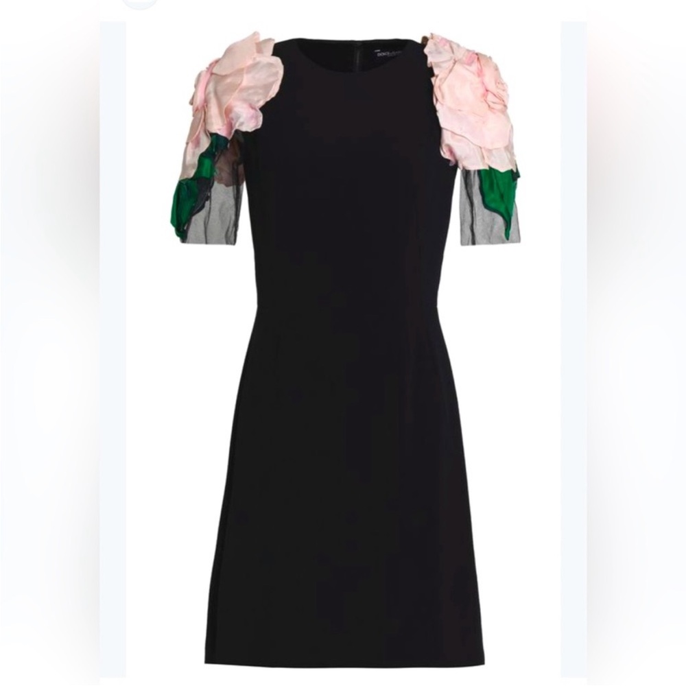 Elegant Black Dress with Floral Accents